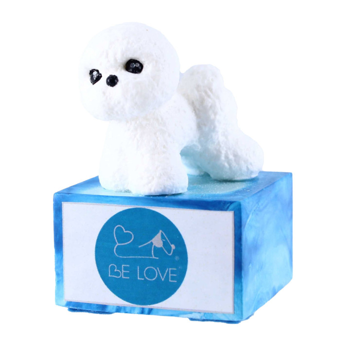 "Be Love" Bichon figurine with pedestal