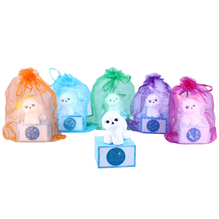 "Be Love" Bichon figurine with pedestal