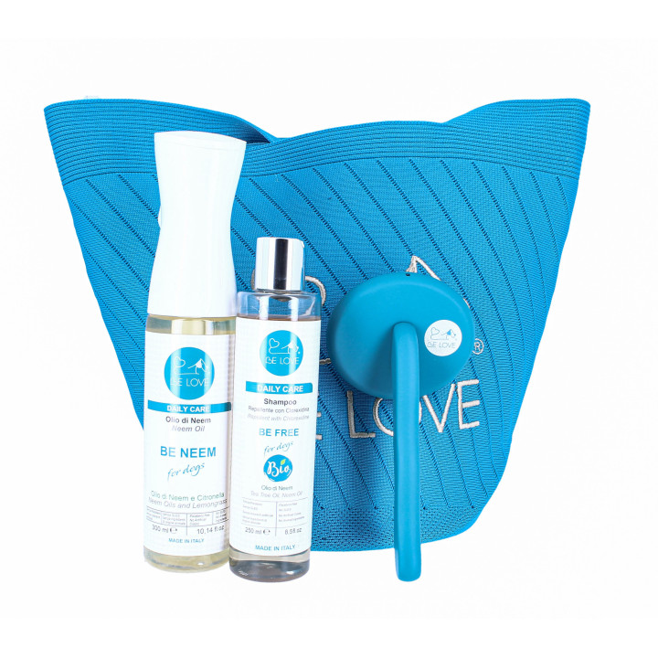 Kit prevenzione cani spazzola round blue- BE LOVE